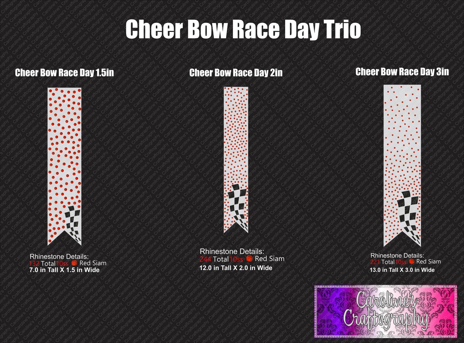Race Day Cheer Bow Trio