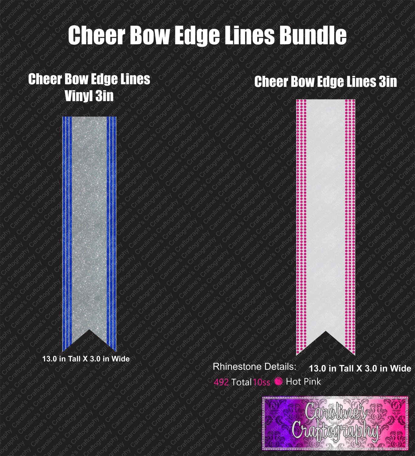 Edge Lines Cheer Bow 3in Stone