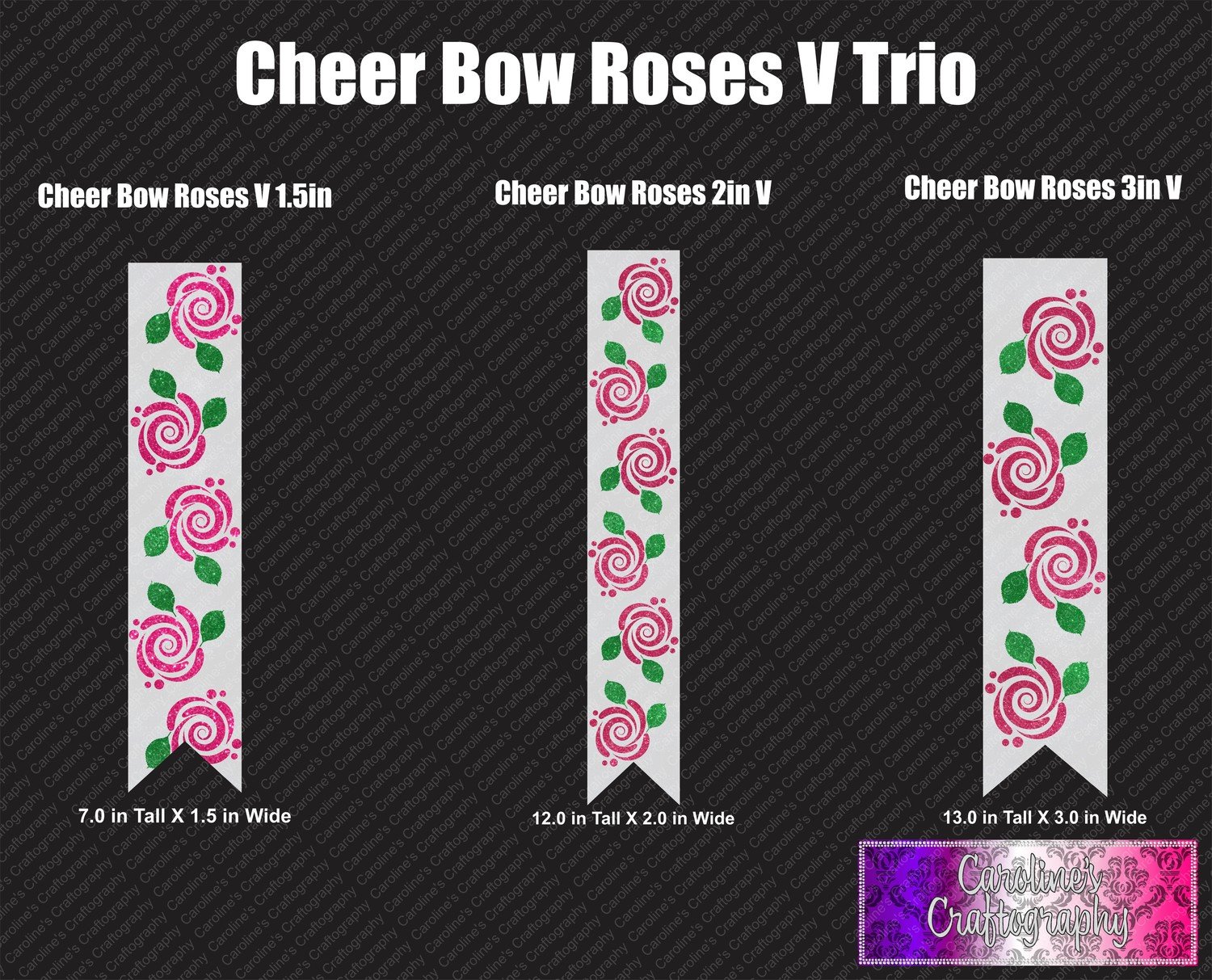 Roses Vinyl Trio Cheer Bow