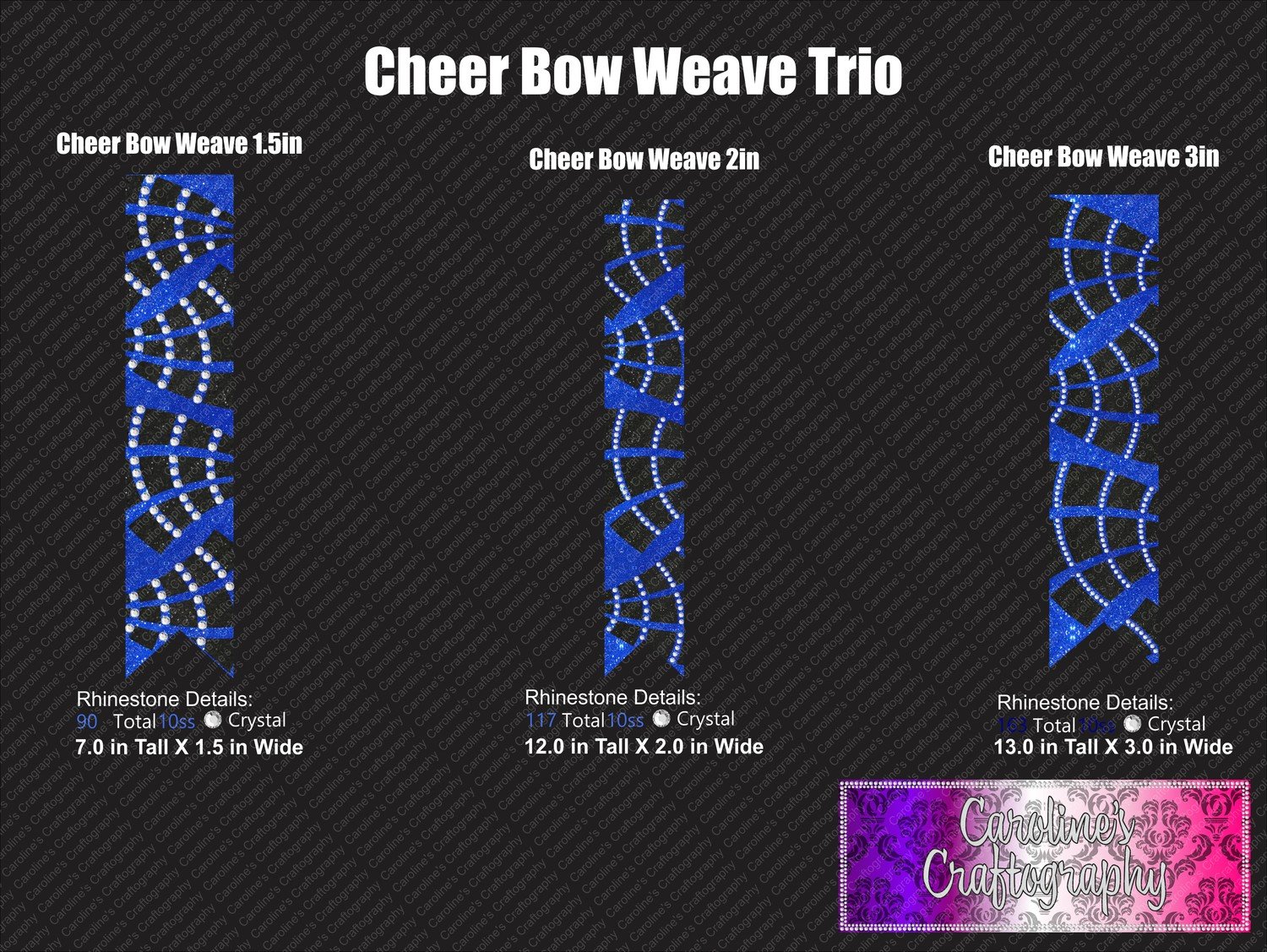 Weave Stone Vinyl Trio Cheer Bow
