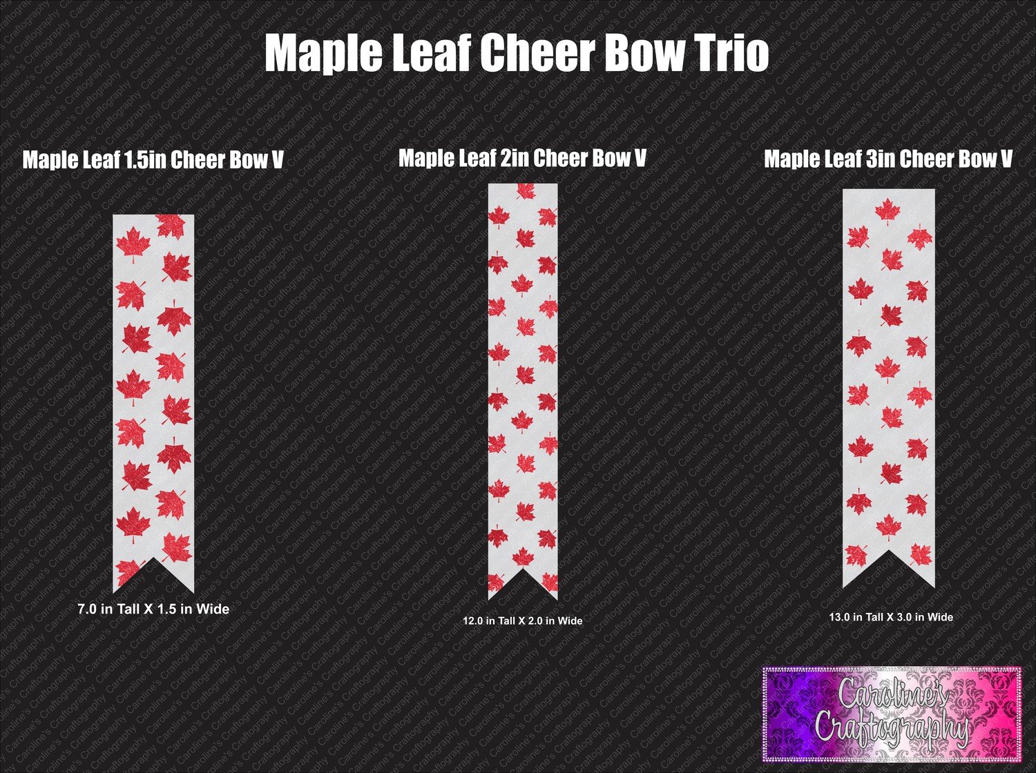 Maple Leaf Trio Cheer Bow Vinyl