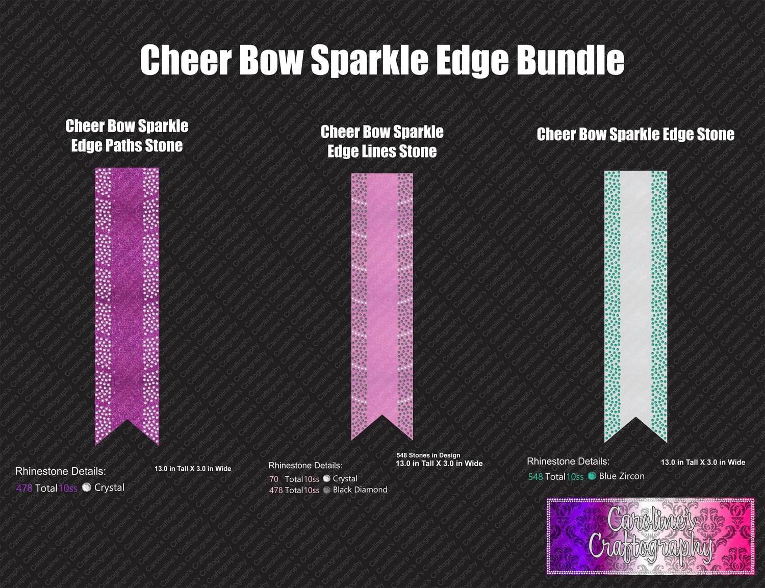 Sparkle Edge 3in Cheer Bow Stone Bundle