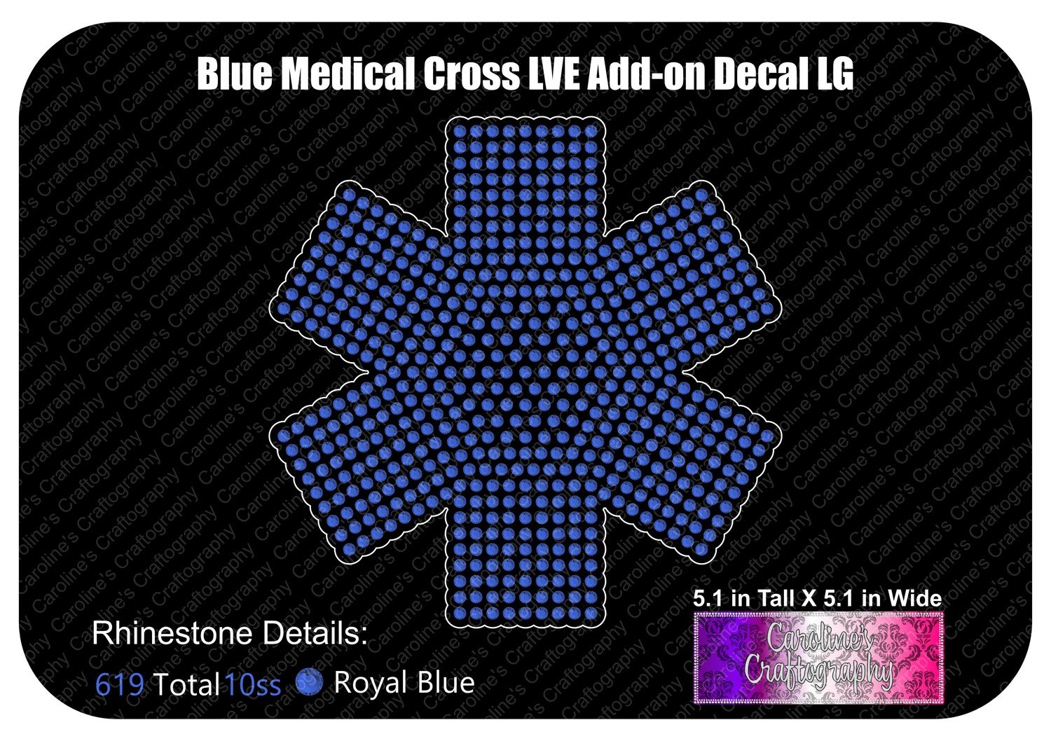 Blue Medical Cross LVE Add-on Decal Stone Large