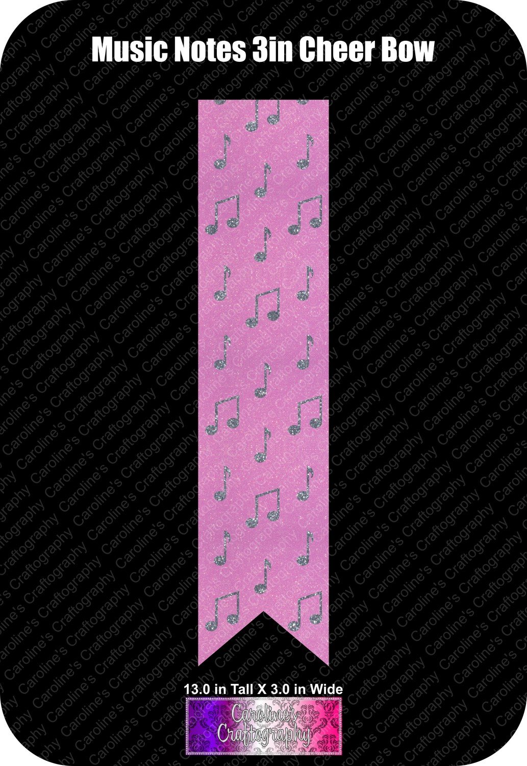 Music Notes 3in Cheer Bow Vinyl
