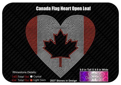 Canada Flag Heart Open Leaf Stone