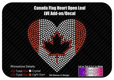 Canada Flag Heart Open Leaf Stone Decal LVE Add-on