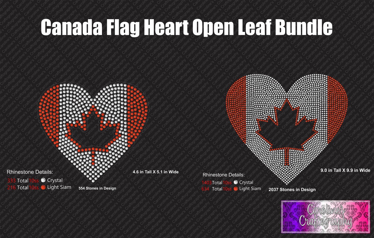 Canada Flag Heart Open Leaf Stone Bundle