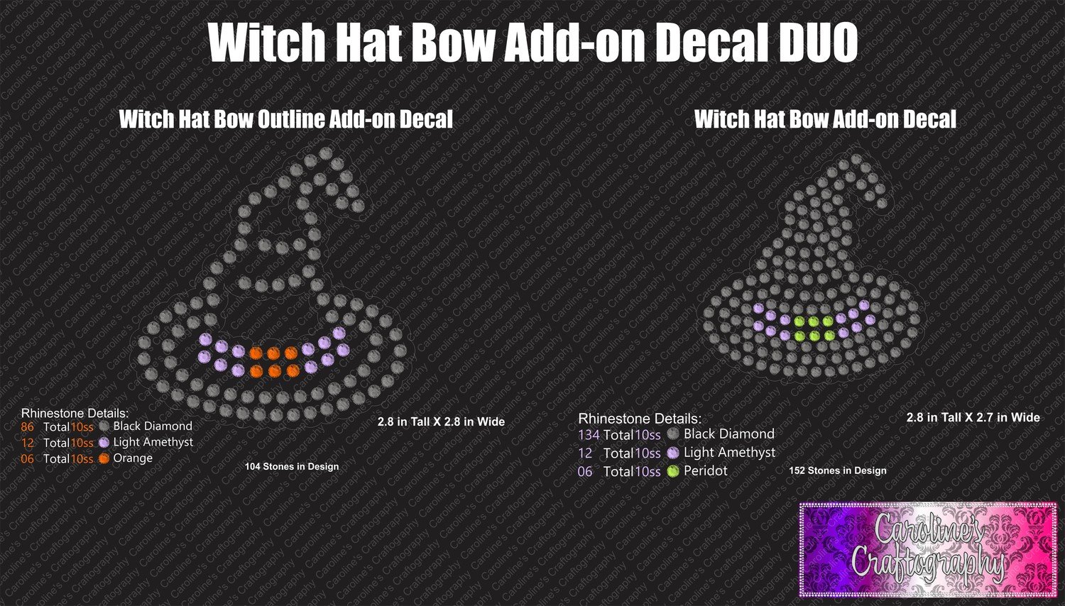 Witch Hat Outline Decal or Bow Add-on Stone
