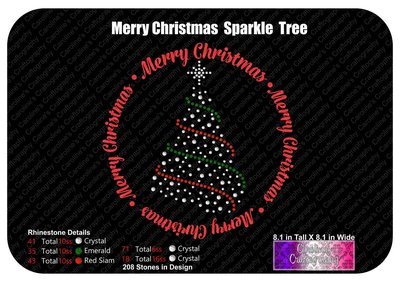 Merry Christmas Sparkle Tree Stone Vinyl