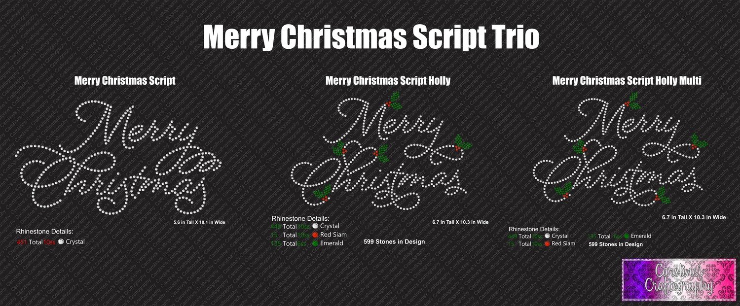 Merry Christmas Script Trio Stone