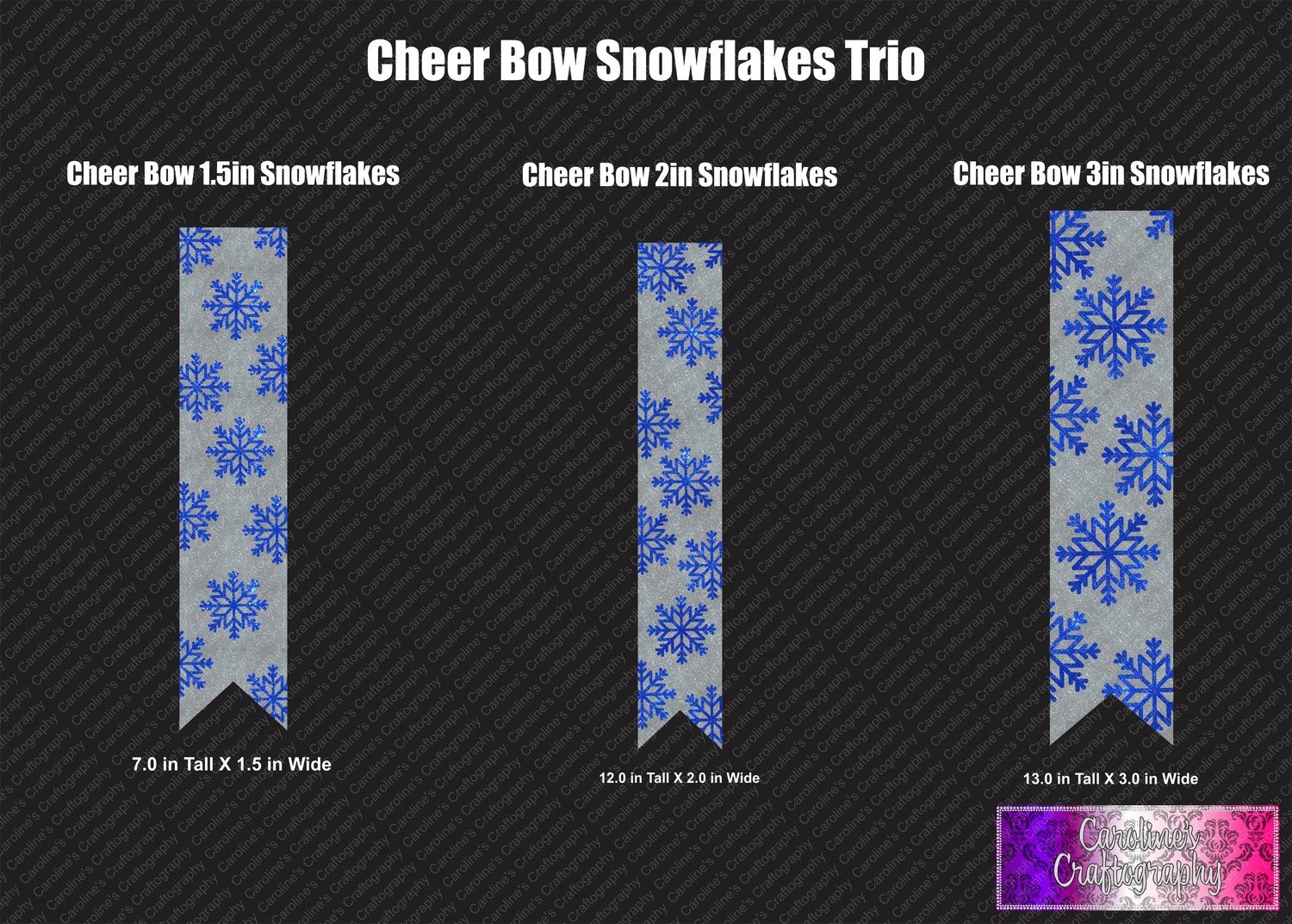 Snowflakes Trio Cheer Bow Vinyl