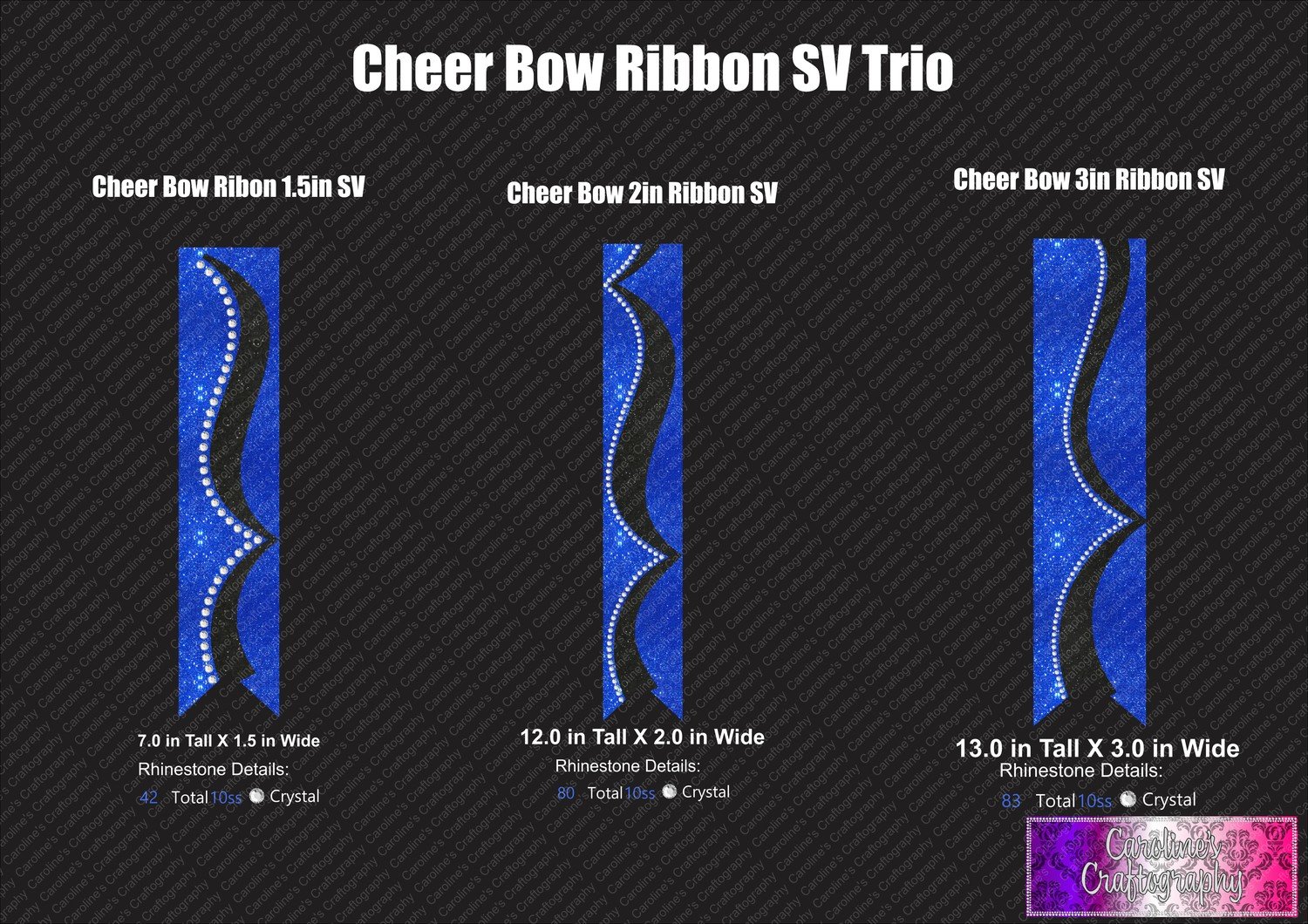 Cheer Bow Ribbon Stone Vinyl Trio