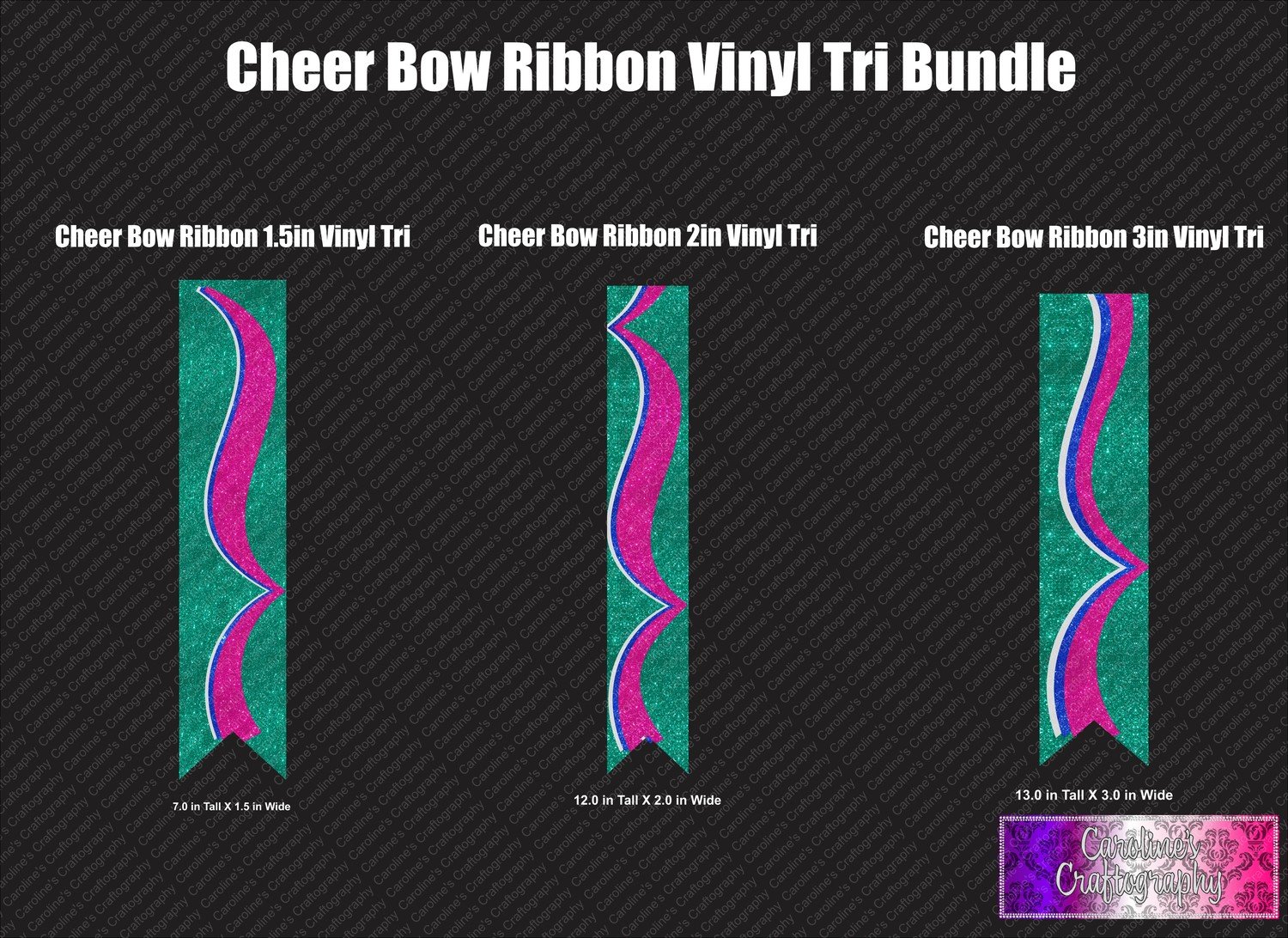 Cheer Bow Ribbon Vinyl Tri Trio