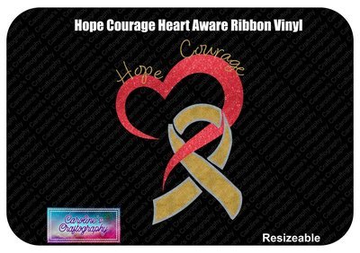 Hope Courage Heart Awareness Ribbon Vinyl