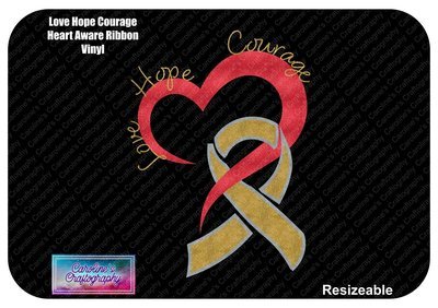 Love Hope Courage Heart Awareness Ribbon Vinyl