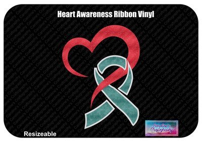 Heart Awareness Ribbon Vinyl Decal