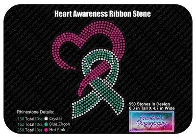 Heart Awareness Ribbon Stone Decal