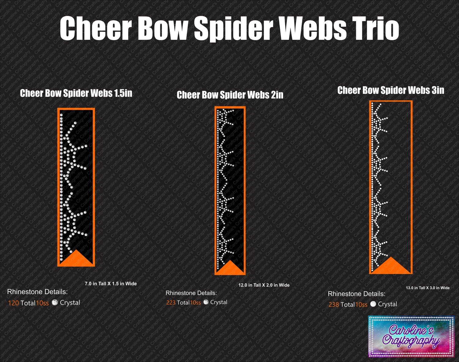 Cheer Bow Spider Web Edge Stone Trio