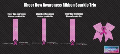 Cheer Bow Awareness Sparkle with 3D Center Ribbon Trio