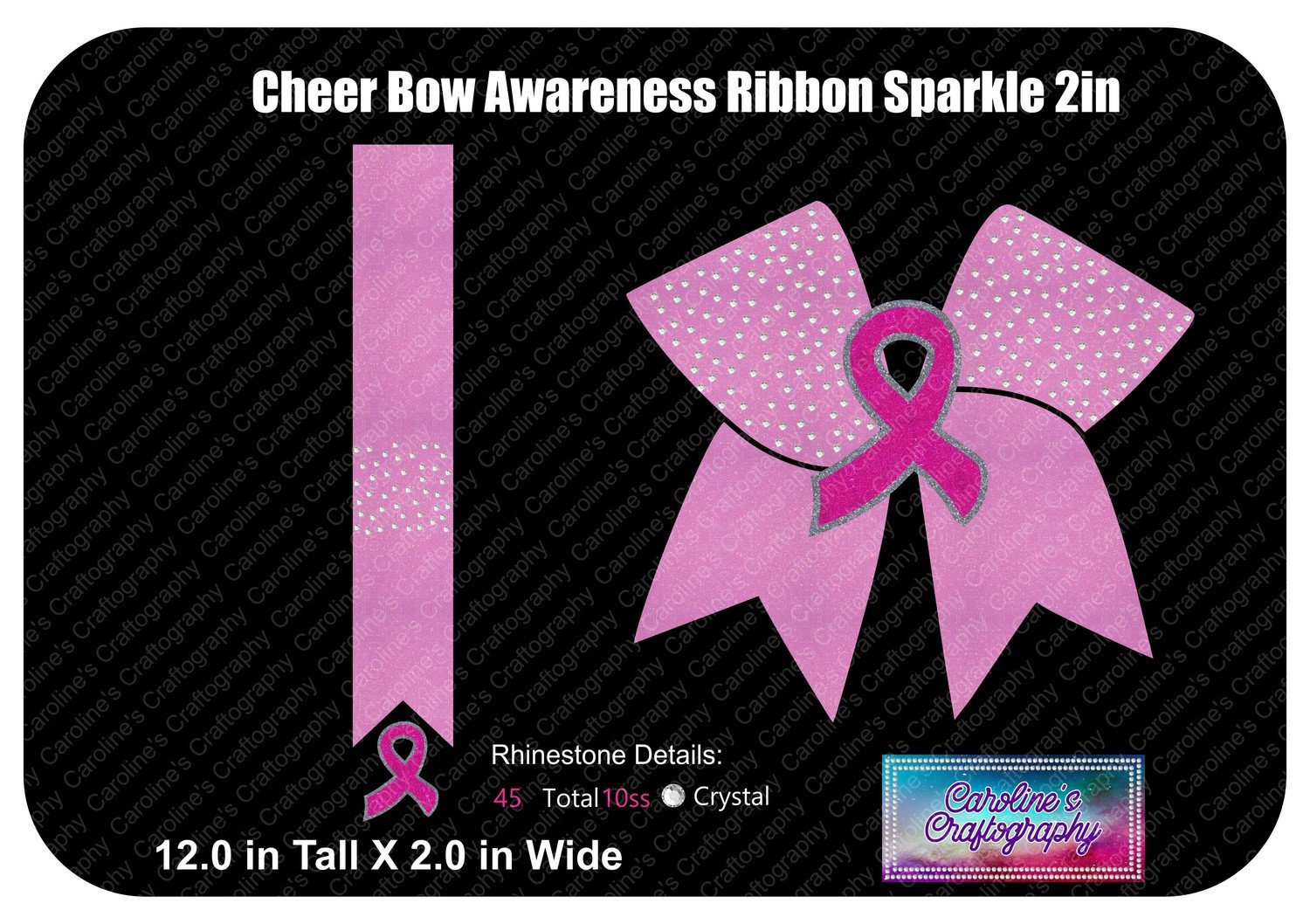 Cheer Bow Awareness Sparkle with 3D Center Ribbon 2 inch