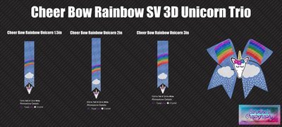Cheer Bow Rainbow Stone Vinyl Unicorn 3D Trio