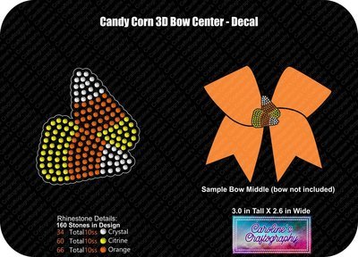Candy Corn 3D Cheer Bow Middle 3inch Bow or Decal File