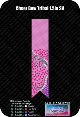 Cheer Bow Tribal Loops Tails Stone Vinyl 1.5 inch