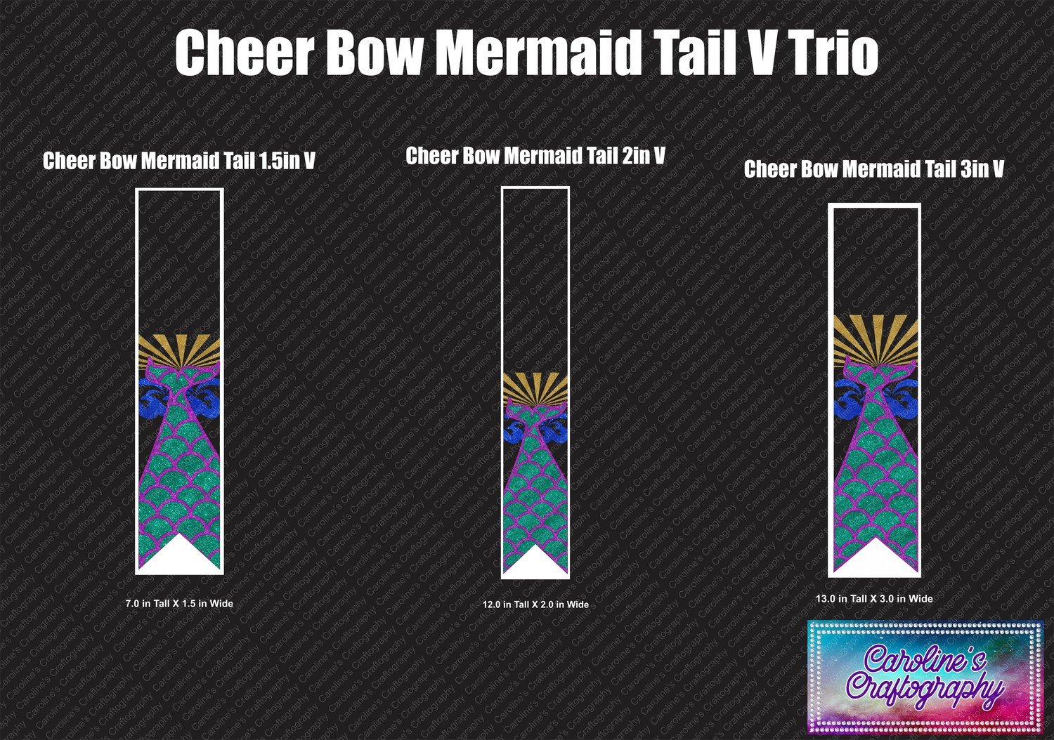 Cheer Bow Mermaid Tail Vinyl Trio