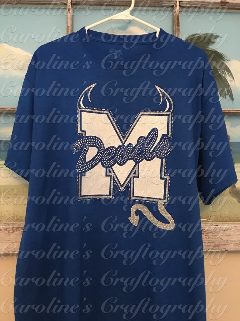 M Devils Rhinestone Vinyl Shirt (Blue)