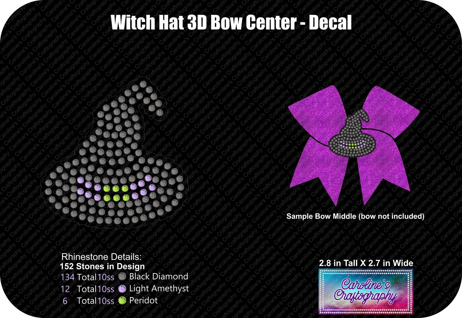 Witch Hat 3D Bow Center or Decal