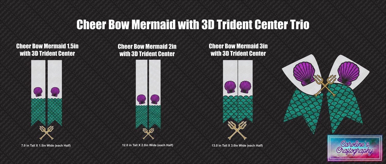Cheer Bow Mermaid 3D Trident Vinyl Trio