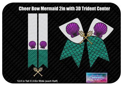 Cheer Bow Mermaid 3D Trident Center 2in Vinyl
