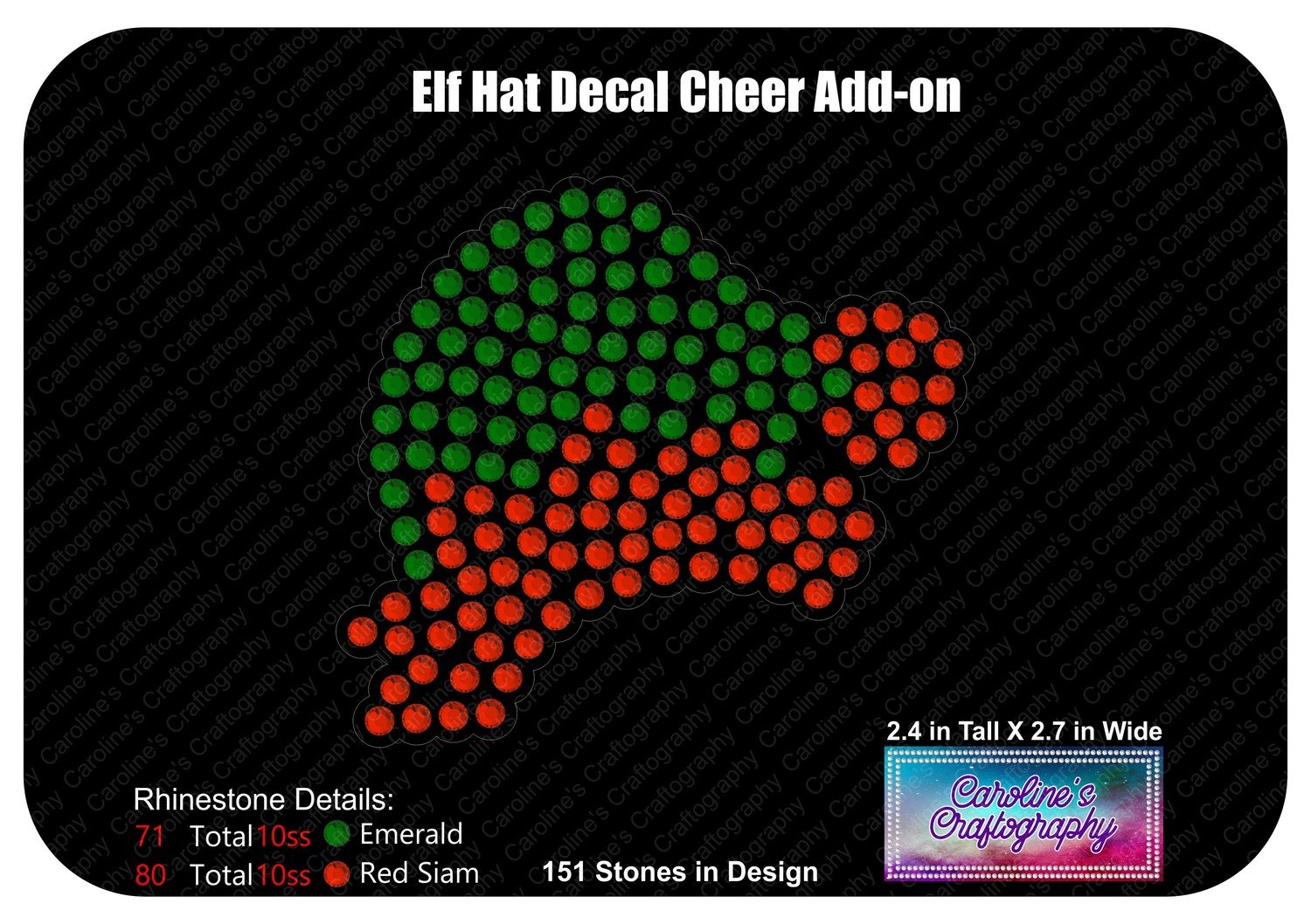 Elf Hat Cheer Bow Middle 3inch Bow or Decal File
