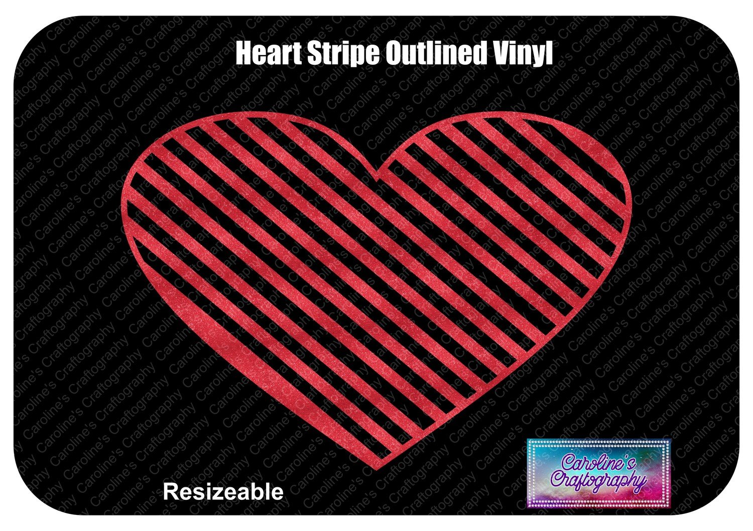 Heart Striped Outline Vinyl