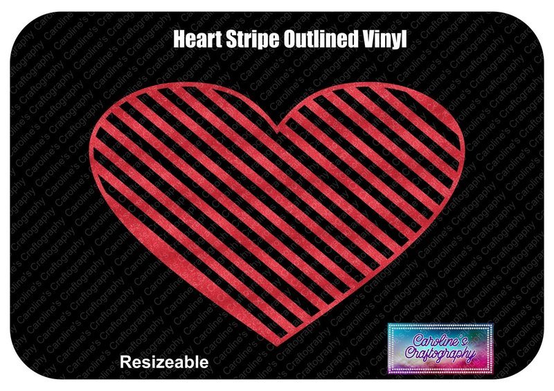 Heart Striped Outline Vinyl