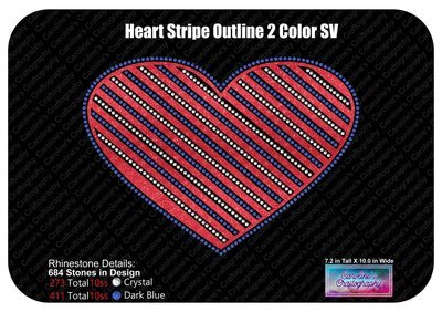 Heart Striped Outline 2 Color Stone Vinyl