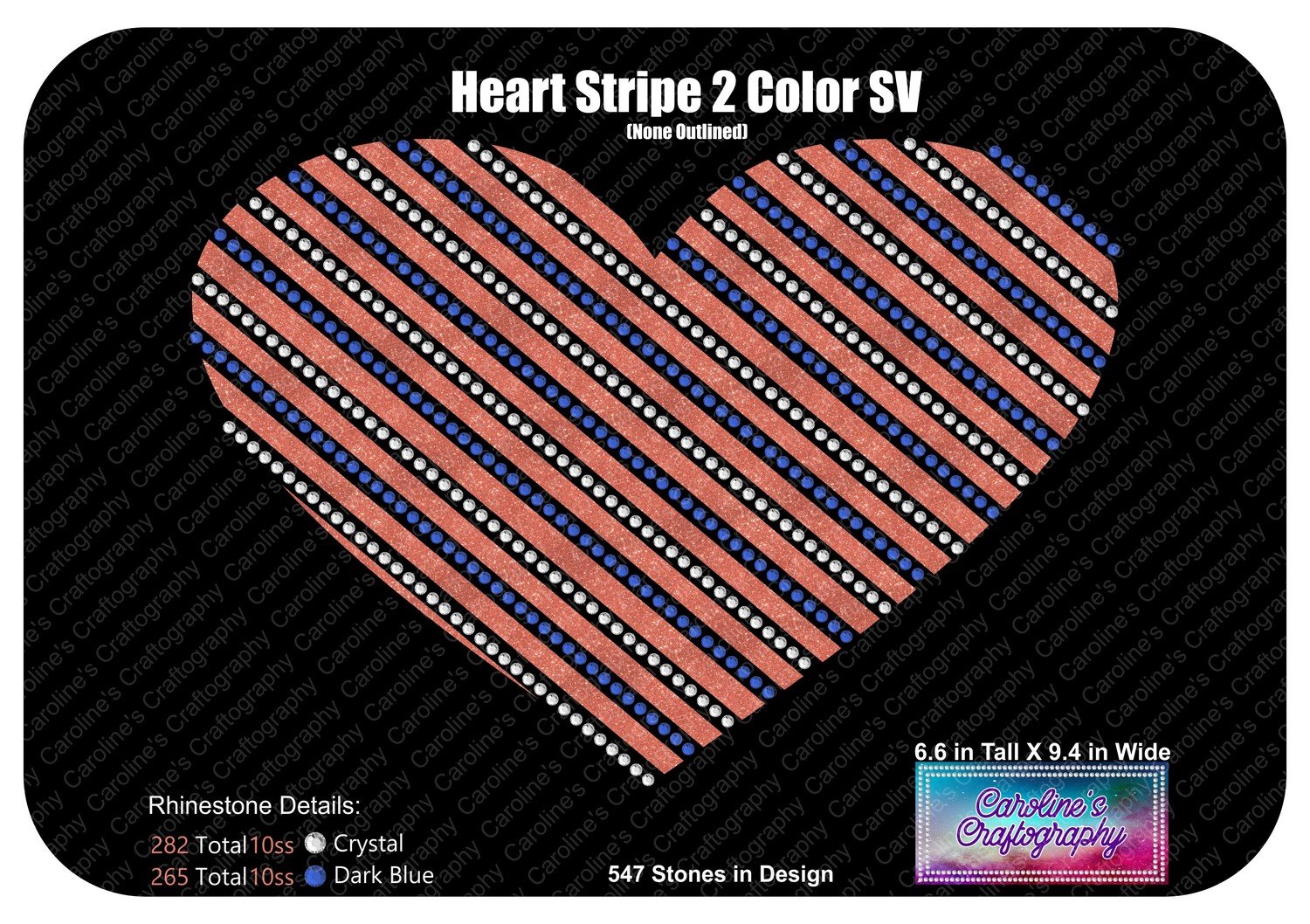 Heart Striped 2 Color Stone Vinyl (None Outlined)