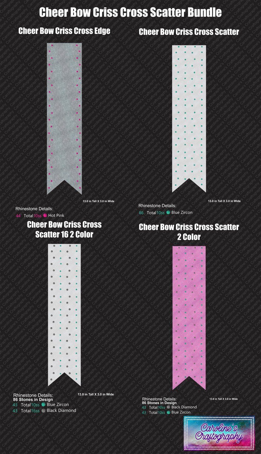 Cheer Bow Criss Cross Scatters Bundle