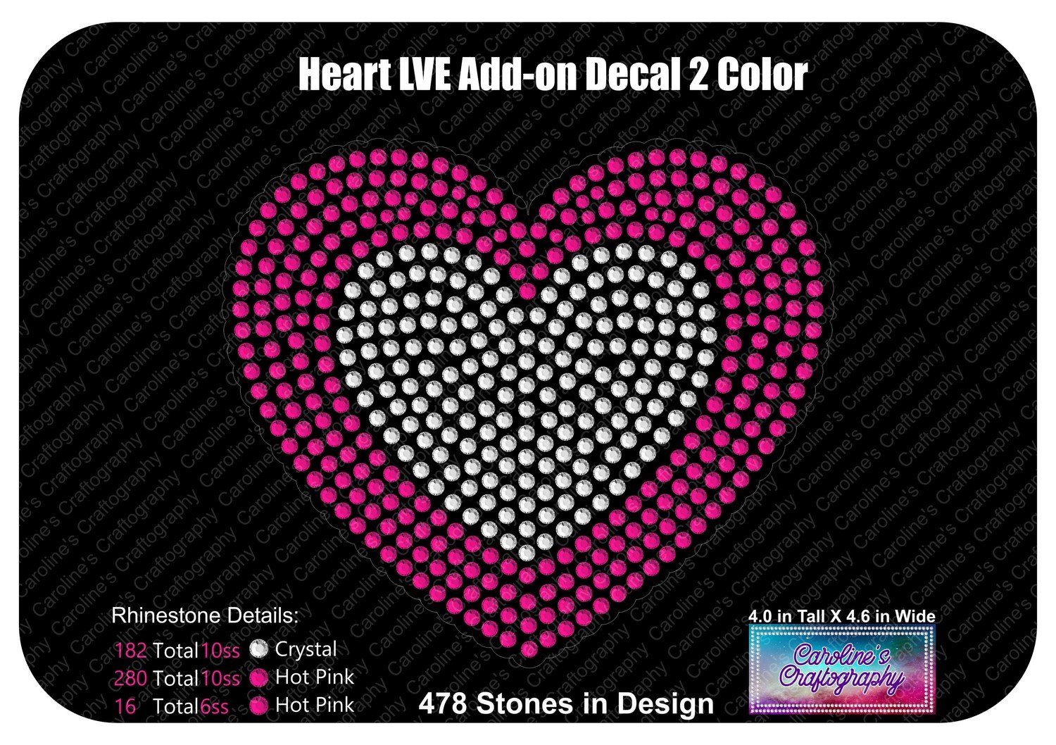 Heart LVE Add-on Decal 2 Color Stone