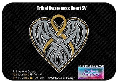 Tribal Awareness Ribbon Heart Stone Vinyl