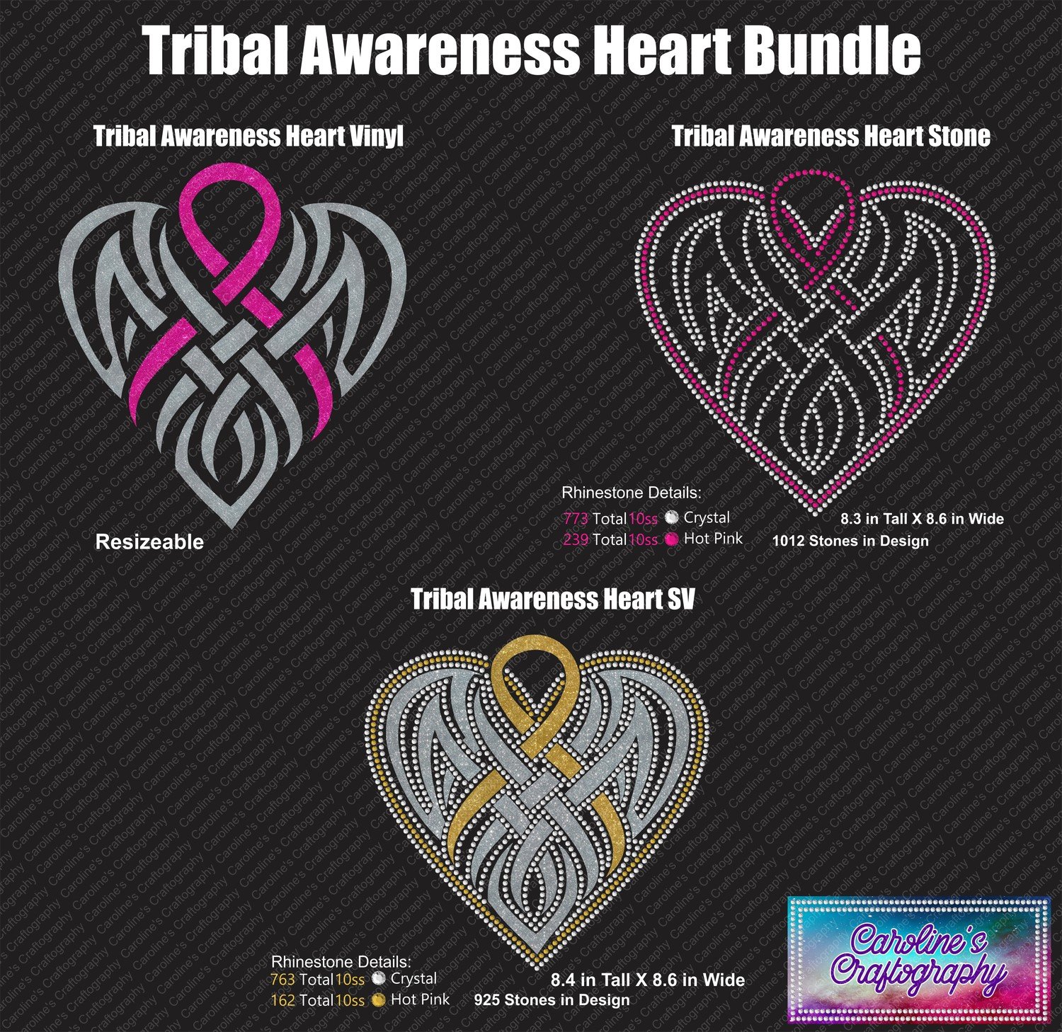 Tribal Awareness Ribbon Heart Bundle