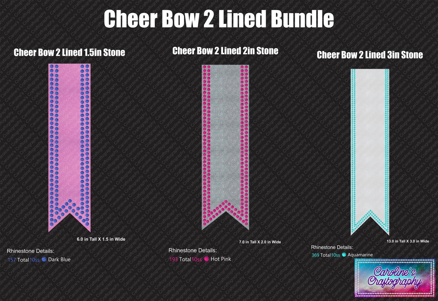 Cheer Bow 2 Lines Stone Bundle