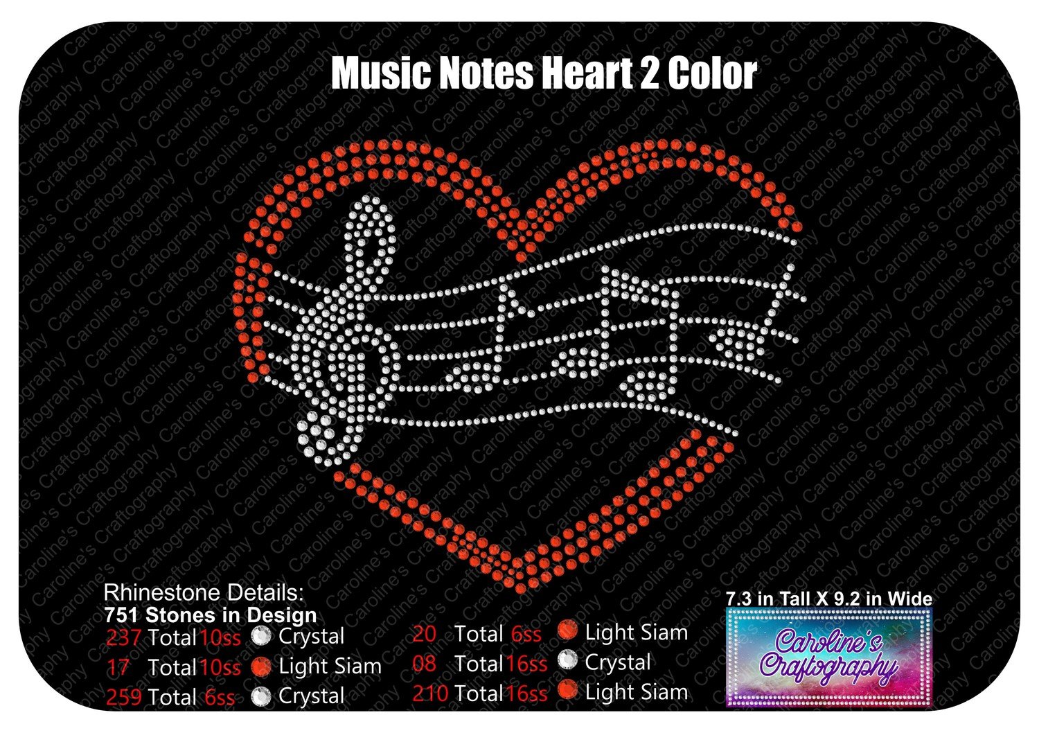 Music notes heart 2 color Stone