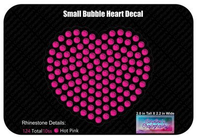 Small Bubble Heart Rhinestone Decal