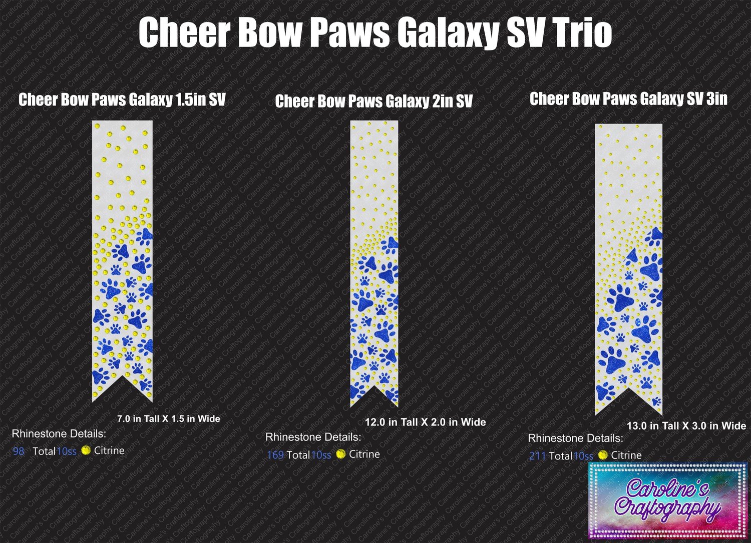 Paws Galaxy Cheer Bow Stone Vinyl Trio