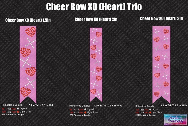 XO Hearts Cheer Bow Stone Trio