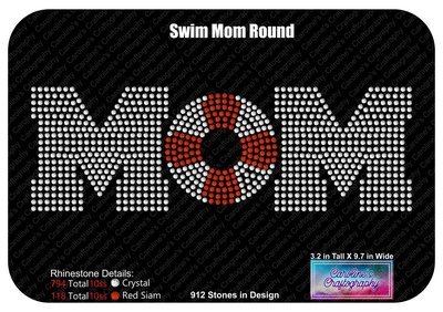 Swim Mom Round Life preserver Rhinestone
