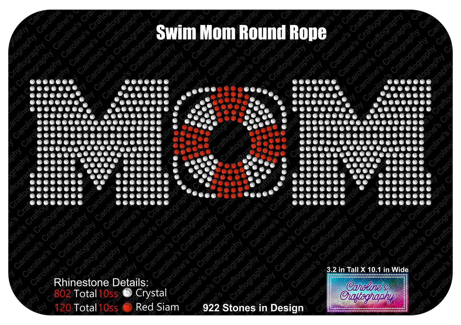 Swim Mom Round Rope Life preserver Rhinestone