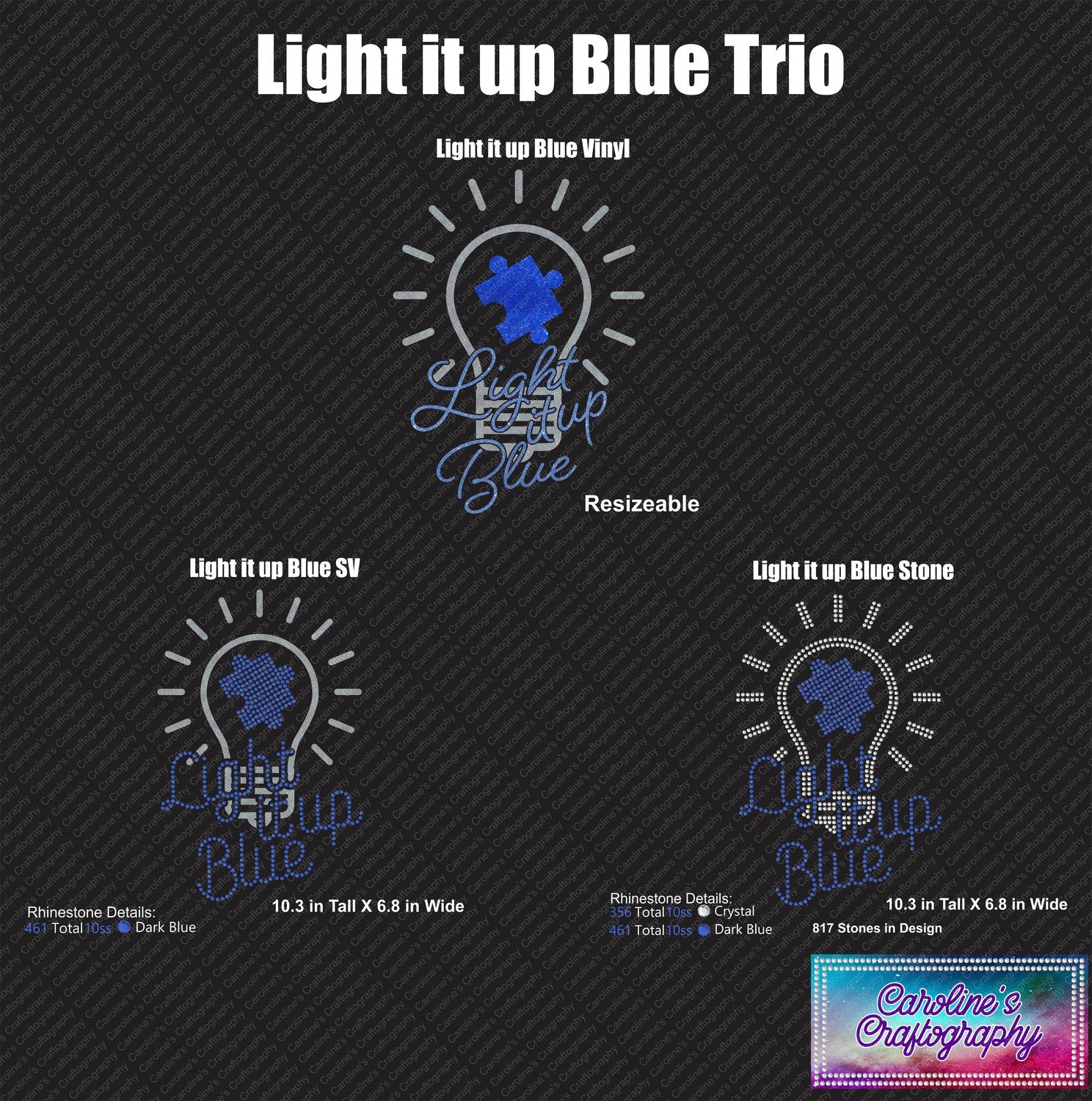 Autism Light it up Blue Trio