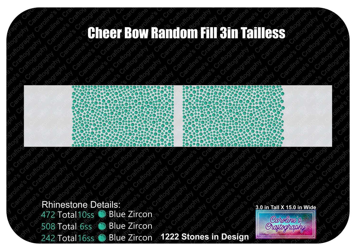 Tailless Cheer Bow Random Multi Fill 3in Rhinestone